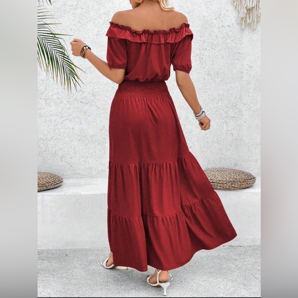 Radiant Red Ruffle Maxi Dress - Picture 2 of 6